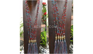 buddha head chrome gold tassel necklaces crystal beads fashion